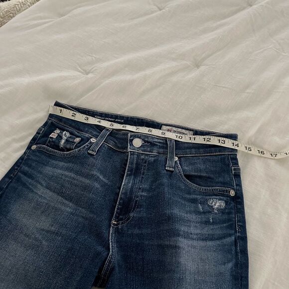 AG Adriano Goldschmied Women’s 27 Blue Distressed Farrah Skinny Ankle Jeans - Picture 5 of 8